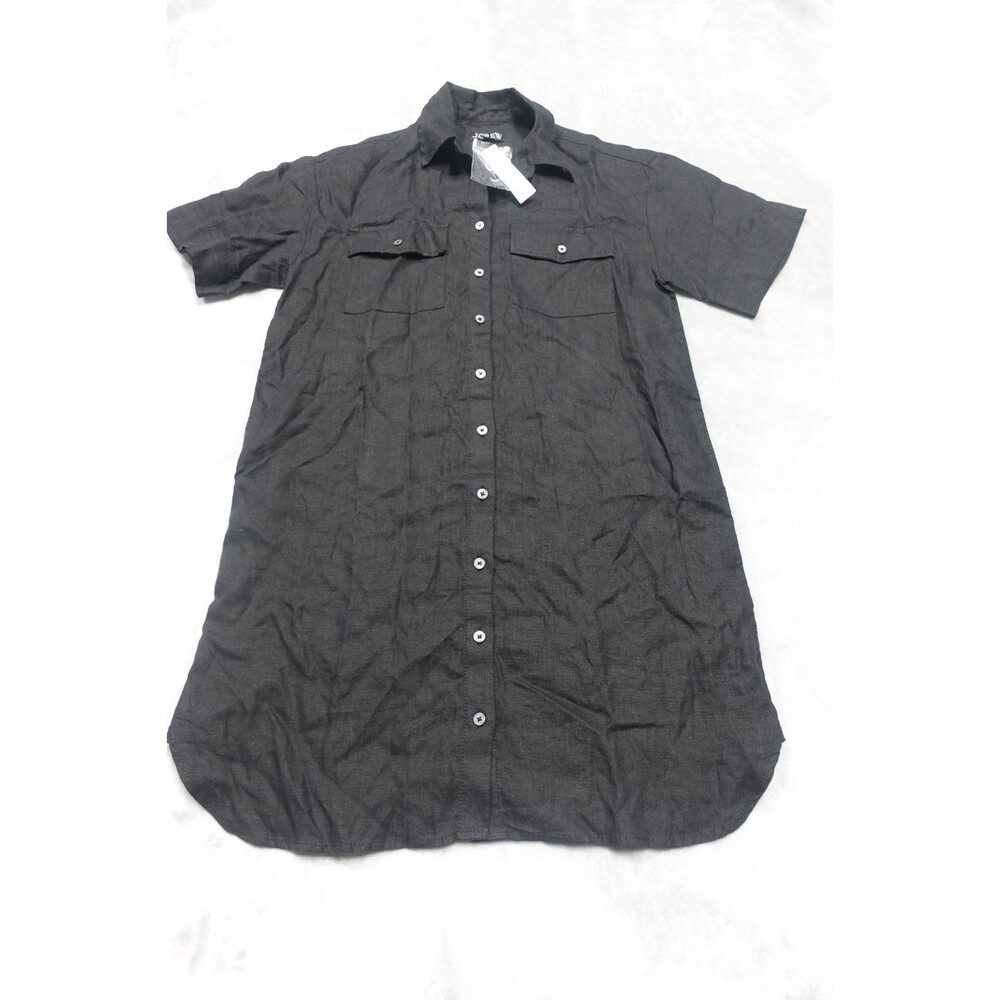 J.Crew Women's XS Black 100% Linen‎ Utility Shirt Dress NWT